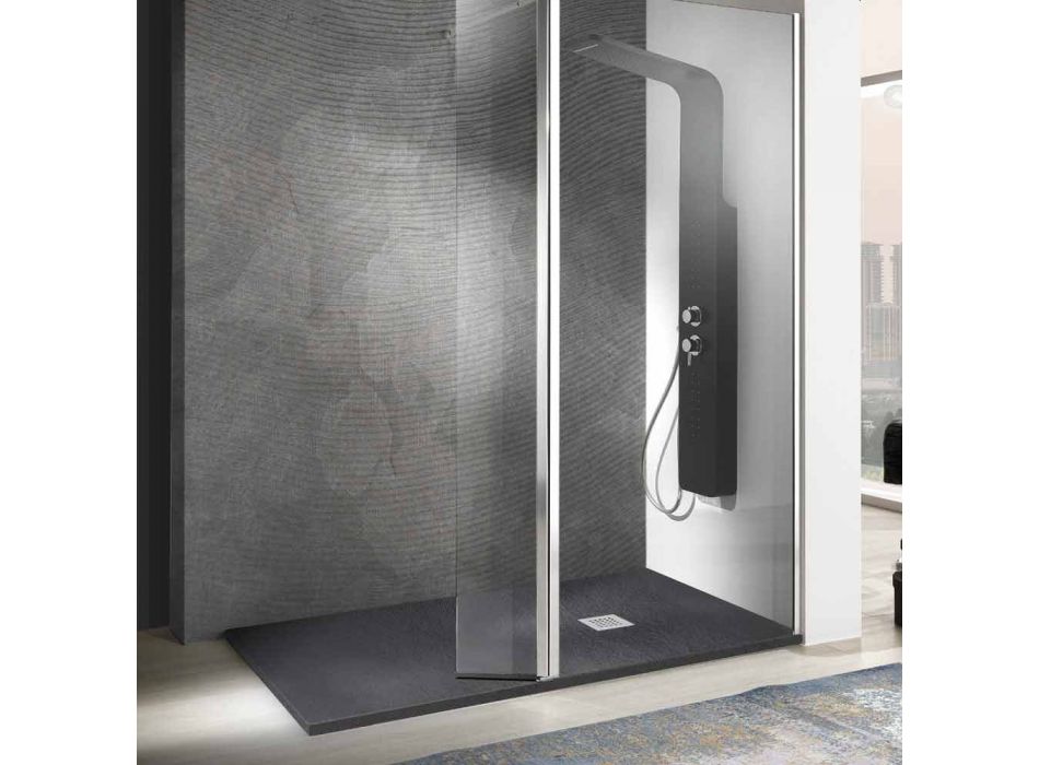 Tava de duș dreptunghiulară modernă 160x80 în rășină cu efect de piatră - Domio Viadurini