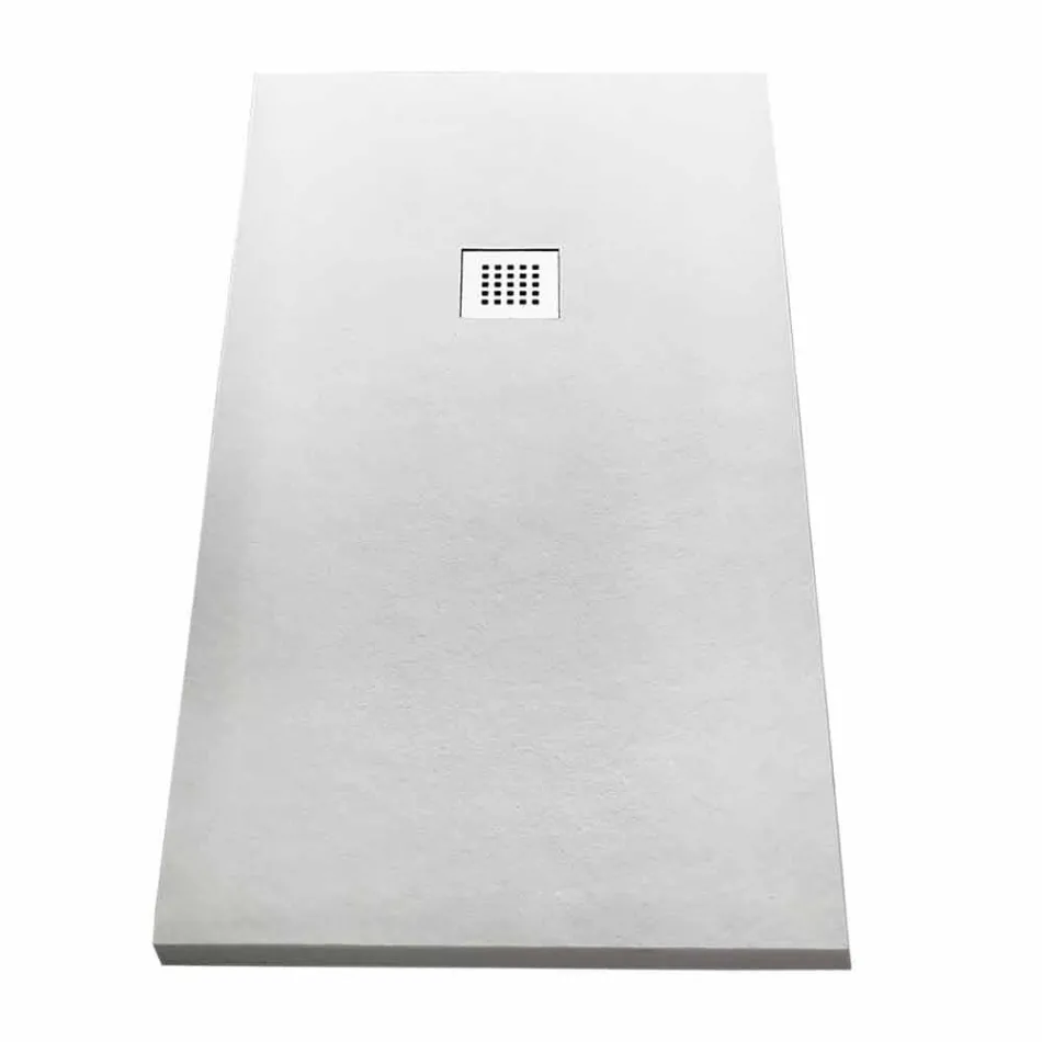 Tava de duș dreptunghiulară modernă 160x80 în rășină cu efect de piatră - Domio Viadurini