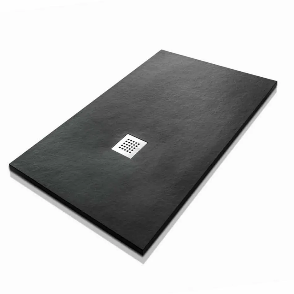 Tăviță de duș dreptunghiulară 140x80 în rășină cu grilă de oțel - Domio Viadurini