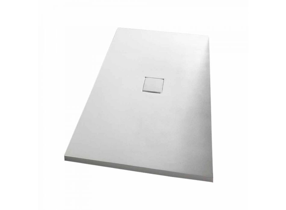 Tăviță de duș dreptunghiulară 160x70 cm în rășină albă Design modern - Estimo Viadurini