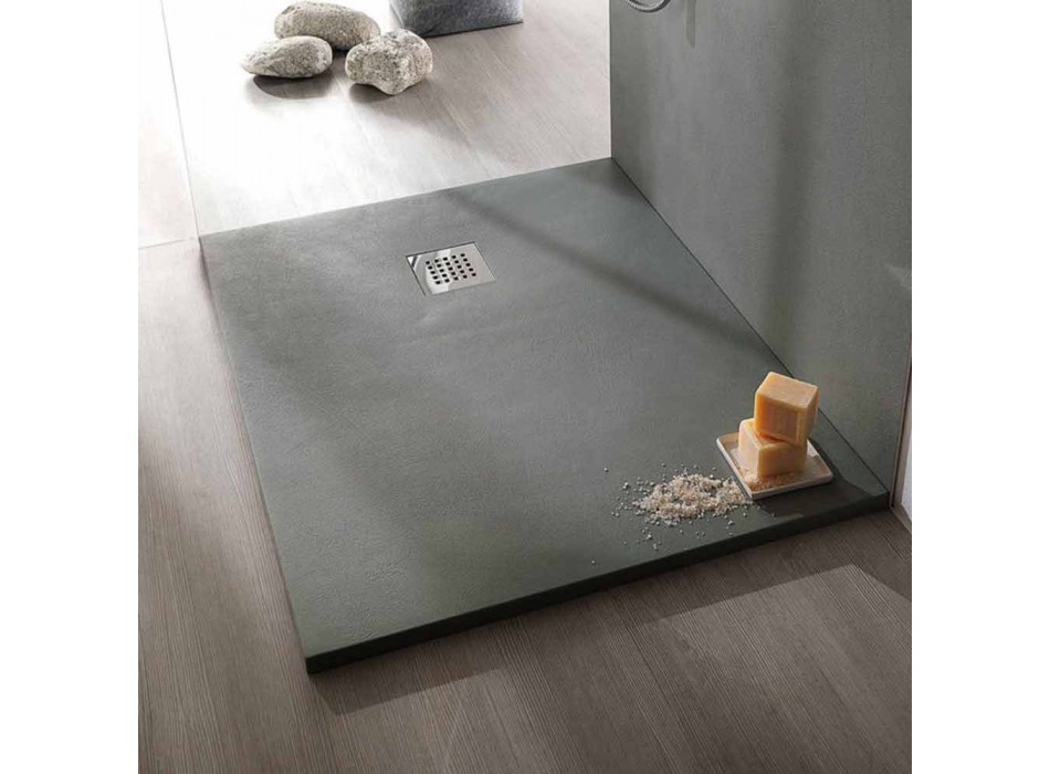 Tăviță de duș dreptunghiulară modernă, cu efect de beton de rășină 90x70 cm - Cupio Viadurini