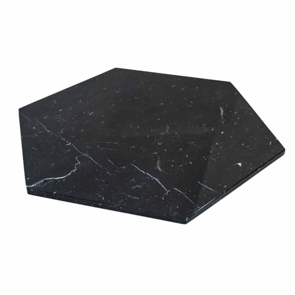 Placă de servire hexagonală în marmură albă de Carrara sau Marquinia neagră - Ludivine Viadurini