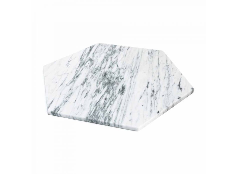Placă de servire hexagonală în marmură albă de Carrara sau Marquinia neagră - Ludivine Viadurini