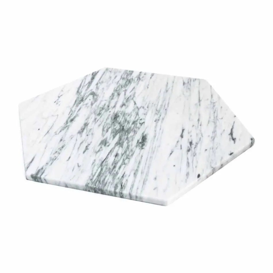 Placă de servire hexagonală în marmură albă de Carrara sau Marquinia neagră - Ludivine Viadurini