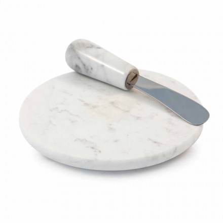 Placă pentru unt cu cuțit în marmură albă de Carrara Fabricată în Italia - Biserică Viadurini