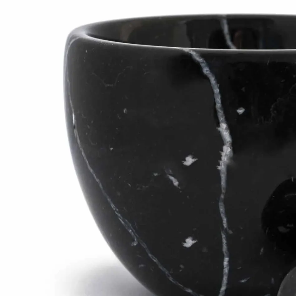 Mic Mortar cu Stâlp în Marmura Carrara Albă Made in Italy - Mirel Viadurini