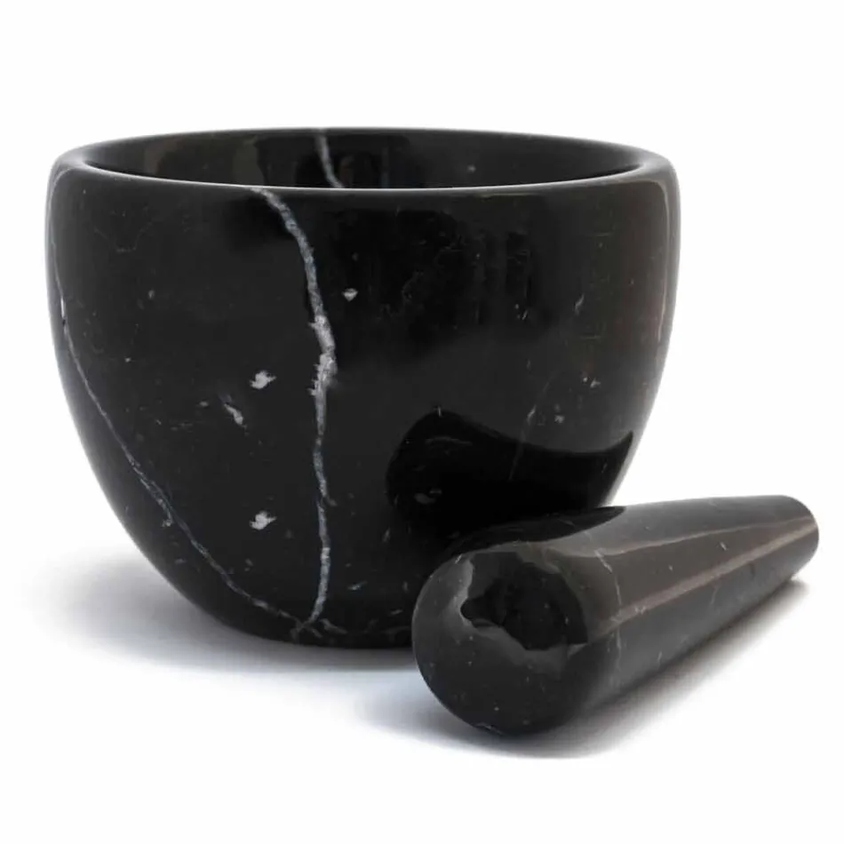 Mic Mortar cu Stâlp în Marmura Carrara Albă Made in Italy - Mirel Viadurini