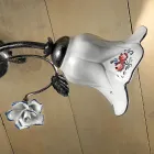 Plafoniera cu 2 Lumini din Metal si Ceramica cu Trandafiri Pictati Manual - Pisa Viadurini