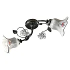 Plafoniera 2 Lumini din Metal si Ceramica cu Trandafiri Pictati Manual - Pisa Viadurini