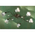 Plafoniera 6 Lumini din Ceramica Artizanala cu Trandafiri Decorati - Pisa Viadurini