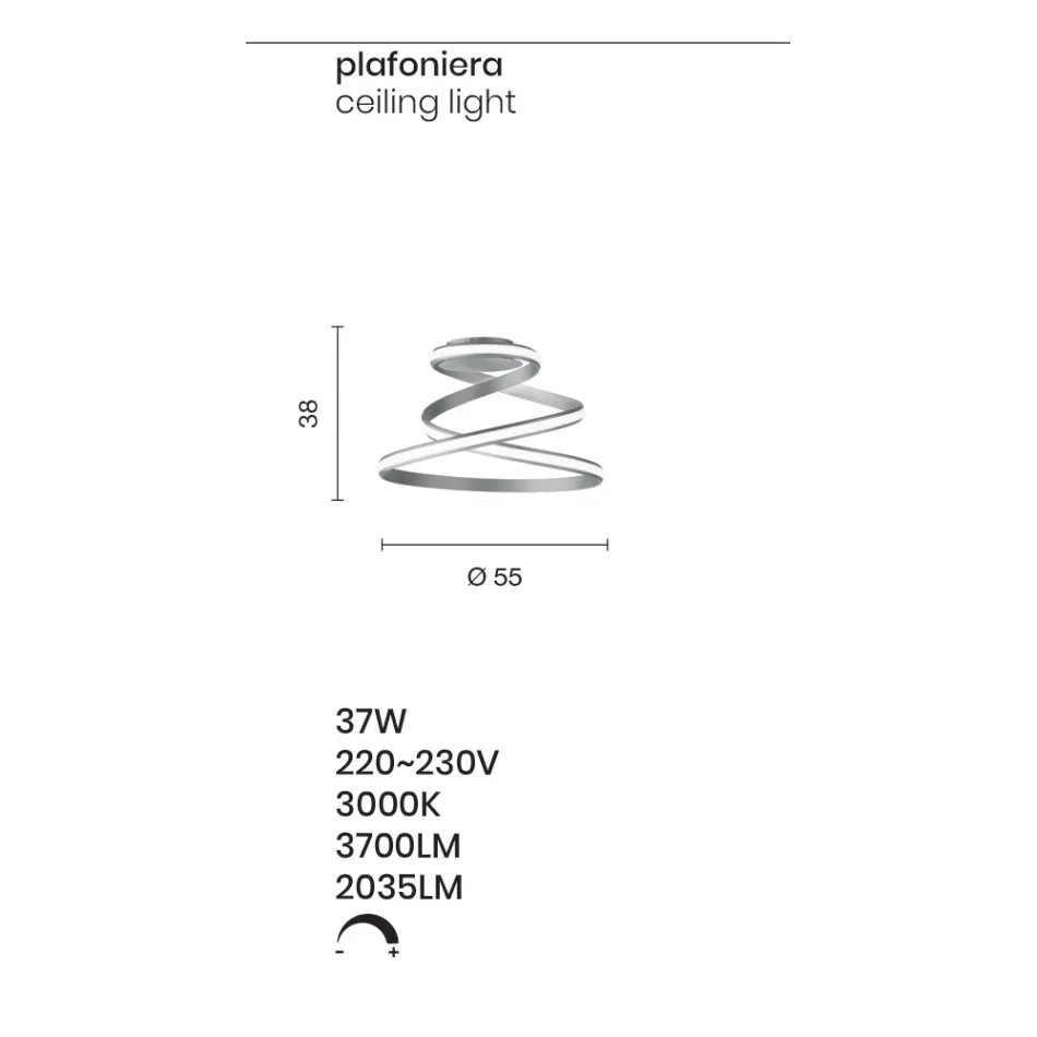 Plafoniera LED din metal vopsit in alb cu design modern - Rivolta Viadurini