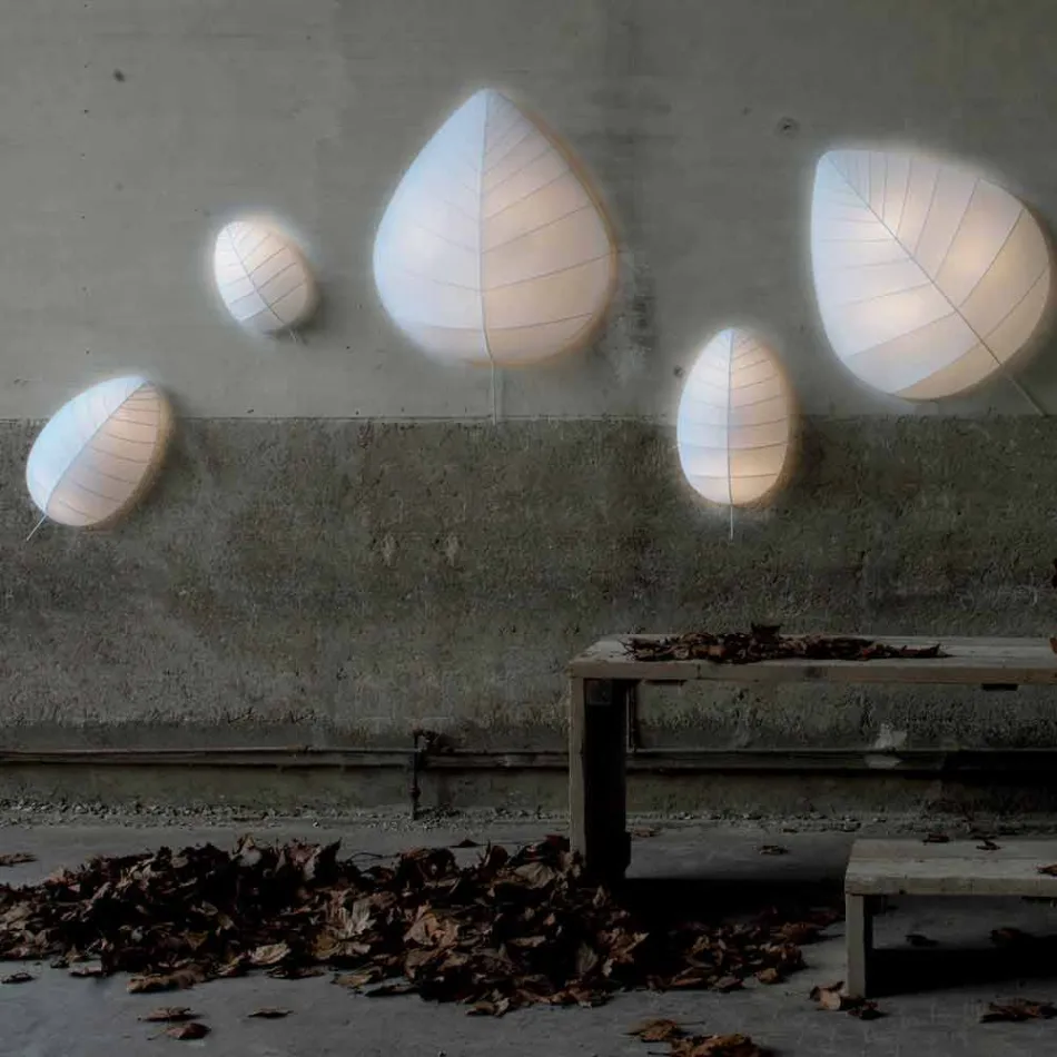 Aplica de perete din metal și design Lycra alb în 3 dimensiuni - frunziș Viadurini