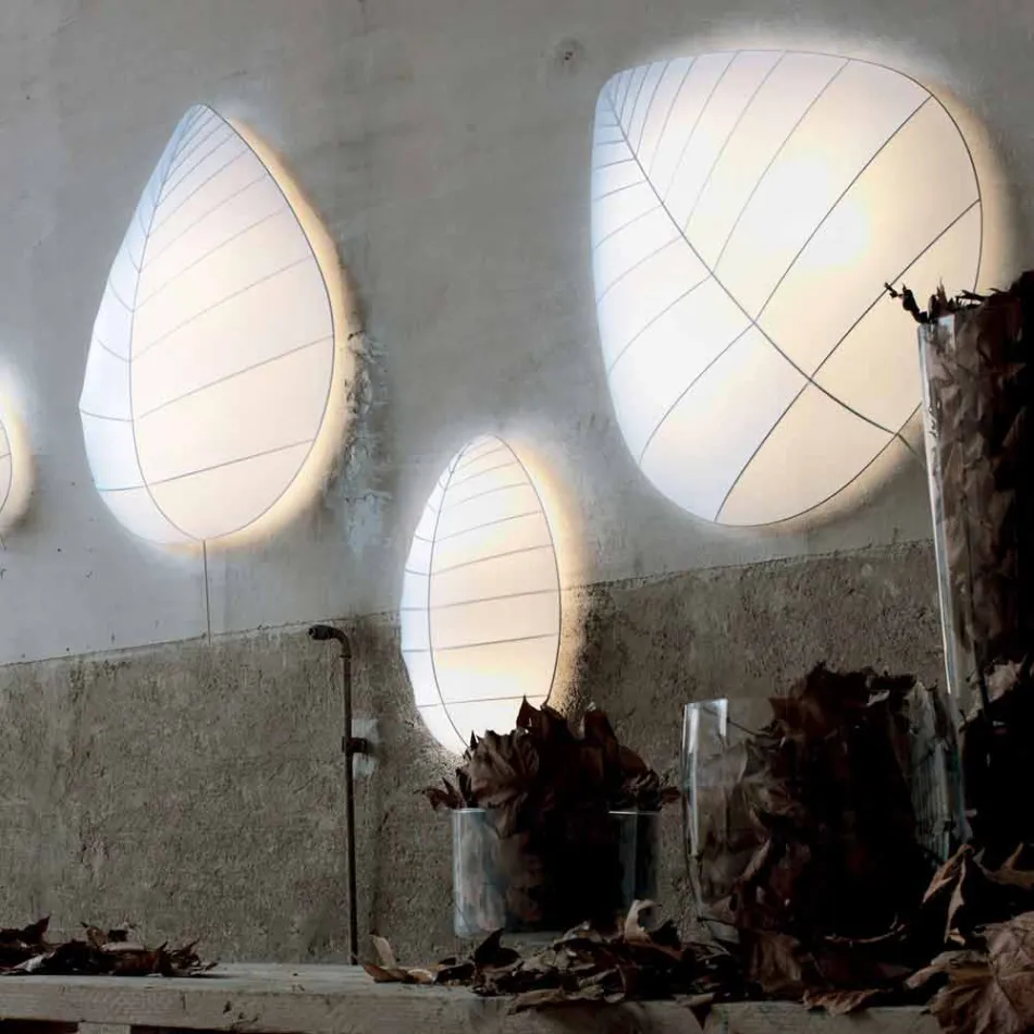 Aplica de perete din metal și design Lycra alb în 3 dimensiuni - frunziș Viadurini