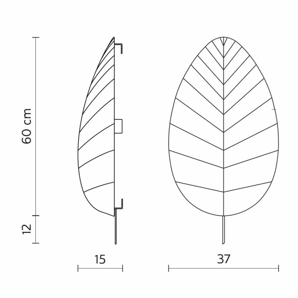 Aplica de perete din metal și design Lycra alb în 3 dimensiuni - frunziș Viadurini