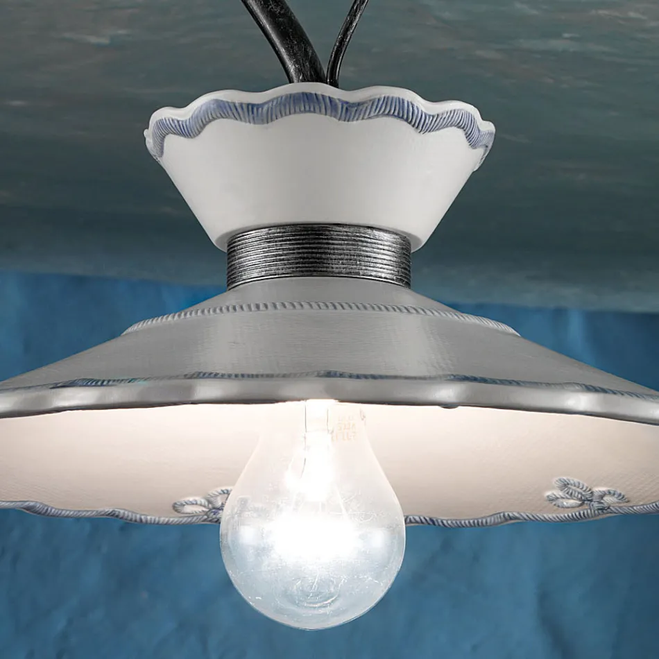 Plafoniera Artisan din ceramica cu efect de broderie pictata manual - Ravenna Viadurini