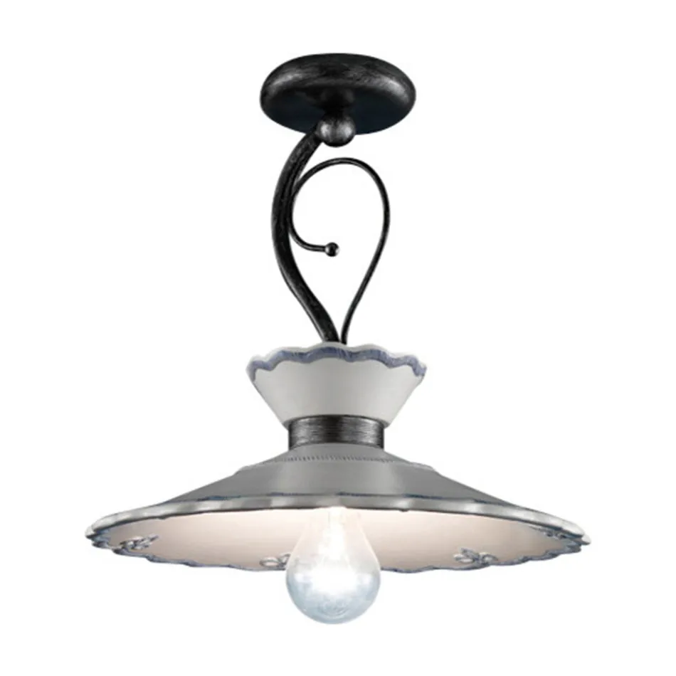 Plafoniera Artisan din ceramica cu efect de broderie pictata manual - Ravenna Viadurini