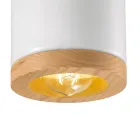 Plafoniera artizanala in stil nordic din lemn si ceramica - Nateca Viadurini