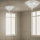 Plafoniera din sticlă și metal venețian realizată manual, fabricată în Italia - Fabiana Viadurini