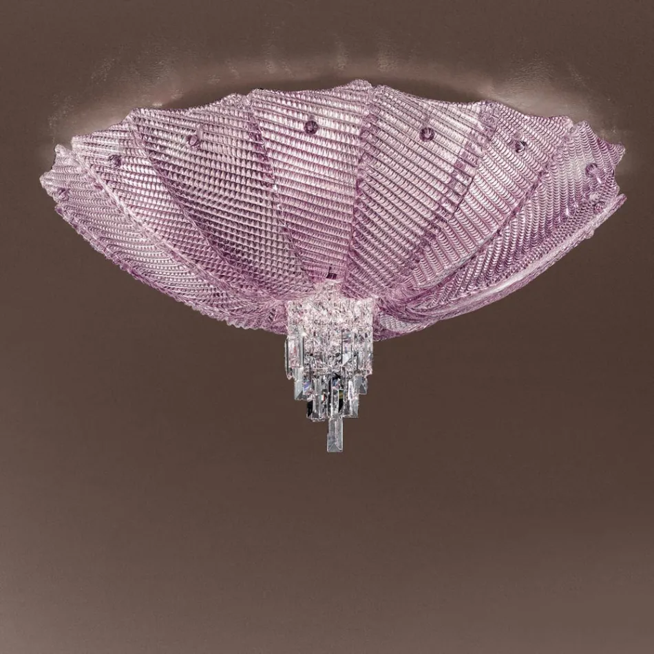 Plafoniera din sticlă și metal venețian realizată manual, fabricată în Italia - Fabiana Viadurini