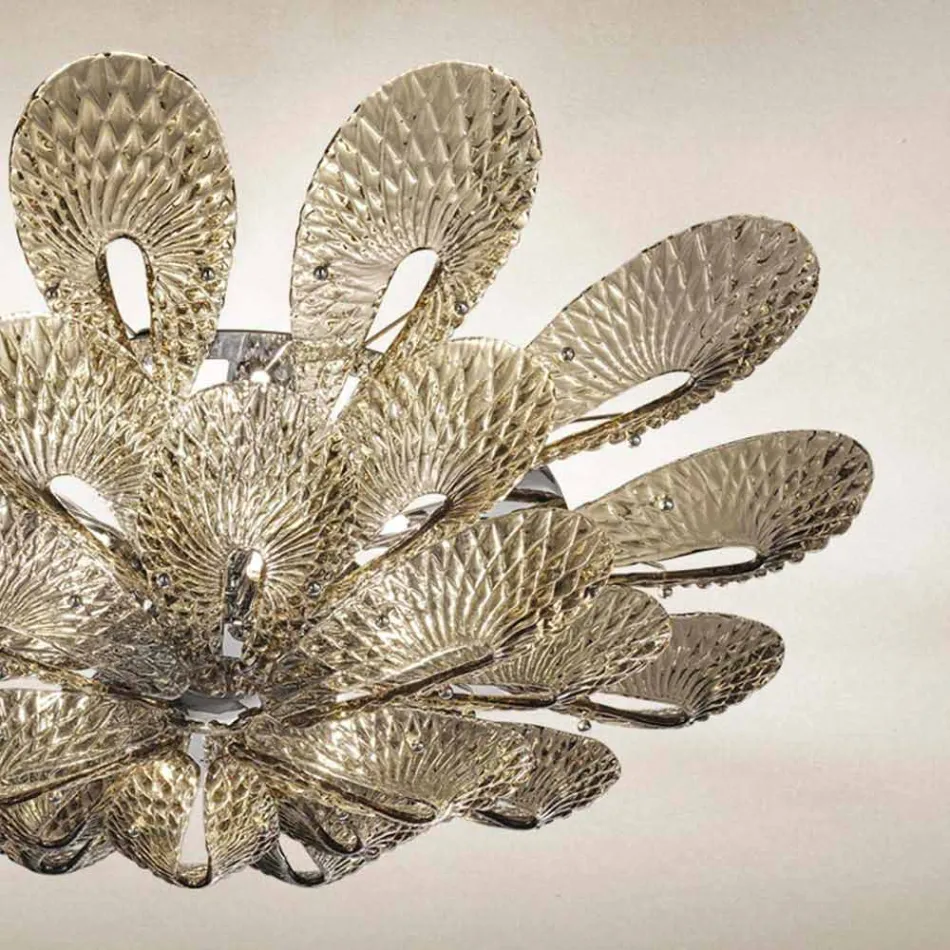 Lampă de tavan artizanală din sticlă venețiană afumată, fabricată în Italia - Minos Viadurini