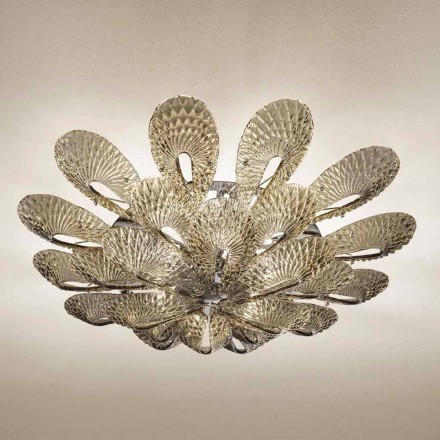 Lampă de tavan artizanală din sticlă venețiană afumată, fabricată în Italia - Minos Viadurini