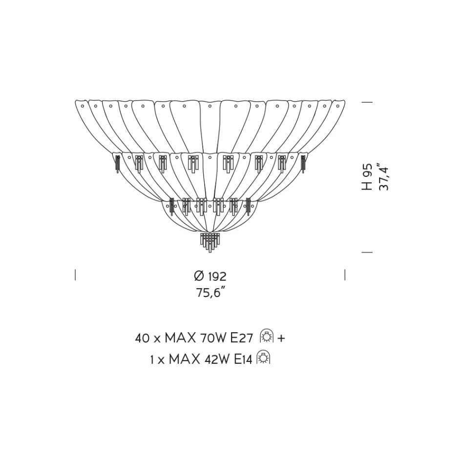 Plafoniera clasica din sticla Venetia si metal Made in Italy - Fabiana Viadurini