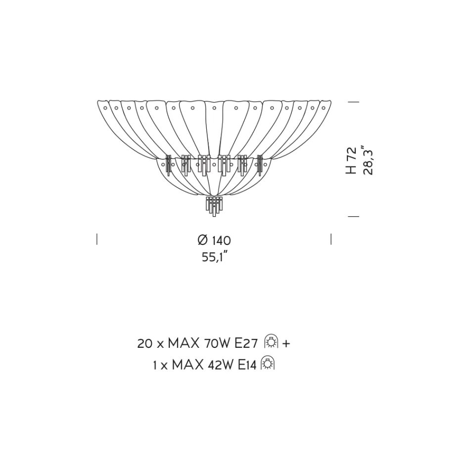 Plafoniera clasica din sticla Venetia si metal Made in Italy - Fabiana Viadurini