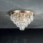 Plafoniera clasică din metal auriu și pandantive din cristal de lux - Jerome Viadurini