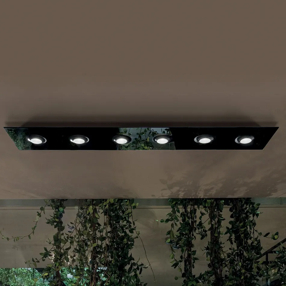 Lampă de tavan cu placă plată din sticlă cu coborâre - Kora Viadurini