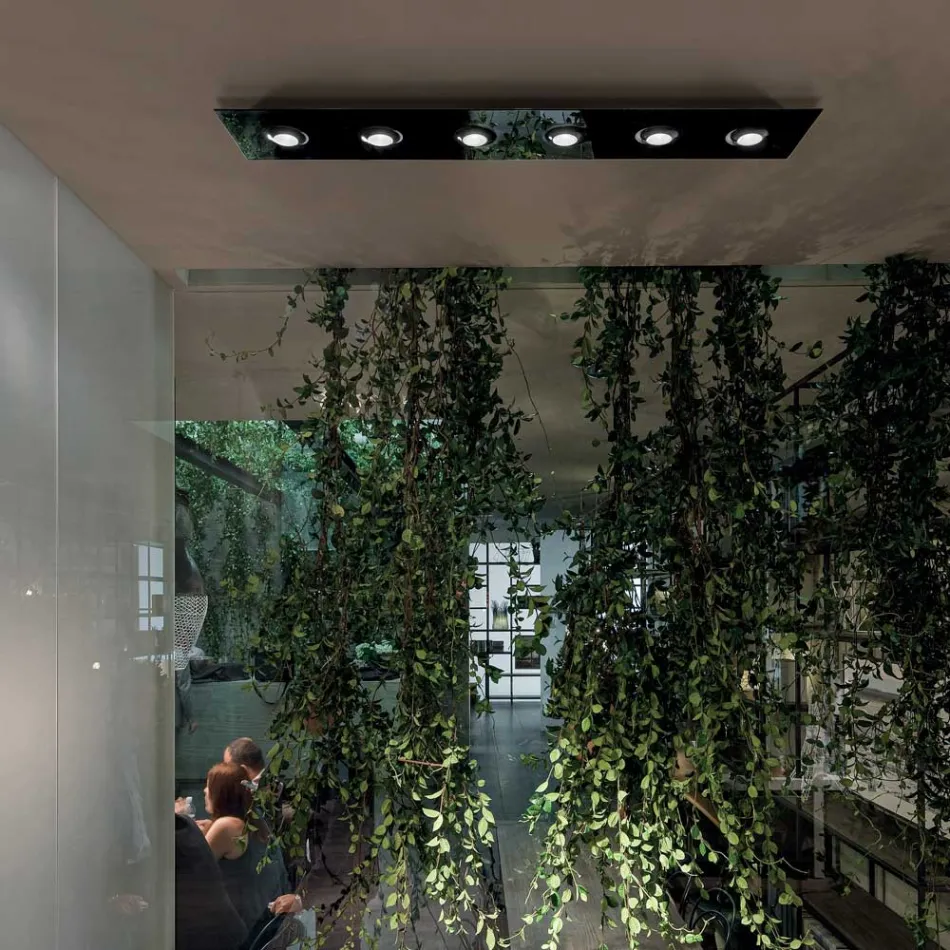 Lampă de tavan cu placă plată din sticlă cu coborâre - Kora Viadurini