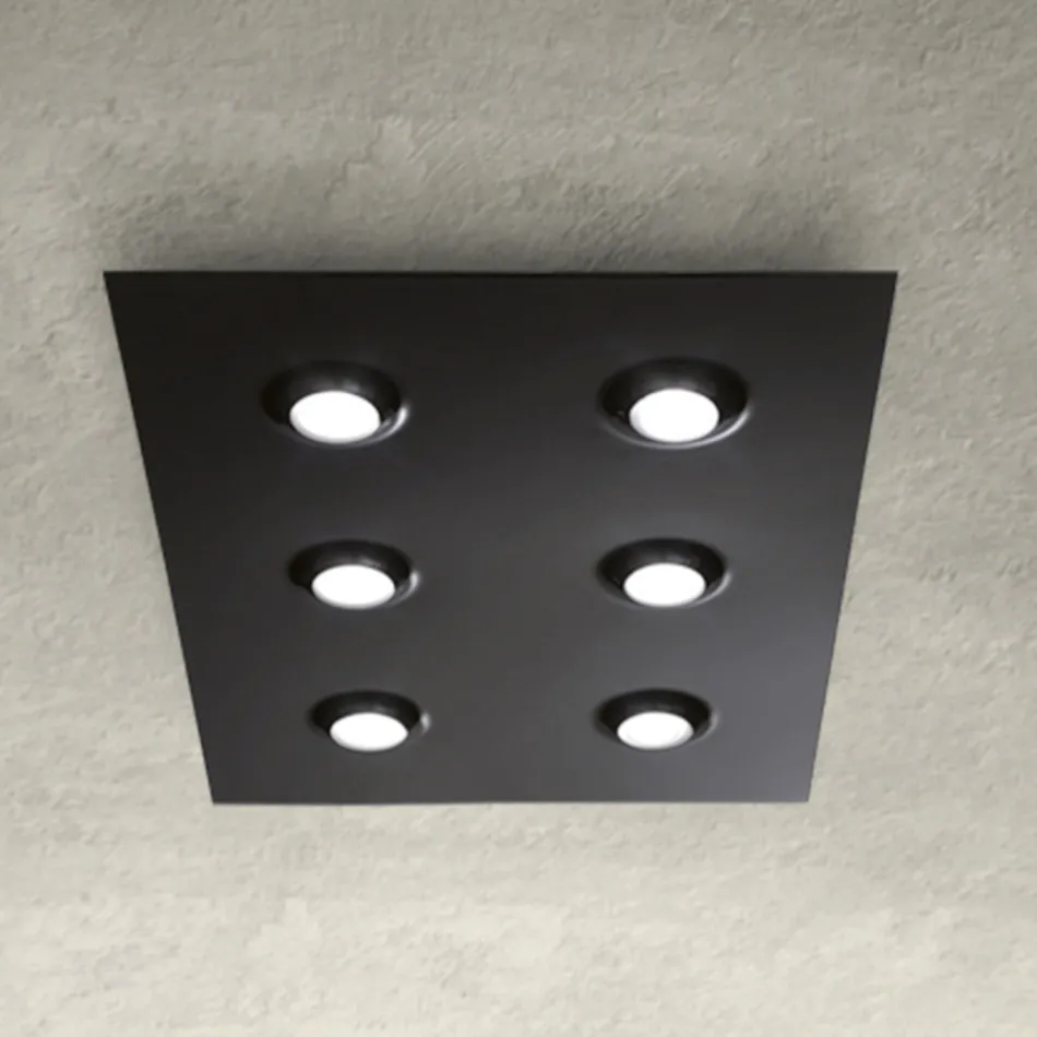 Lampă de tavan cu placă plată din sticlă cu coborâre Fabricată în Italia - Kora Viadurini