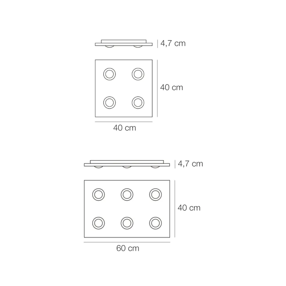 Lampă de tavan cu placă plată din sticlă cu coborâre Fabricată în Italia - Kora Viadurini
