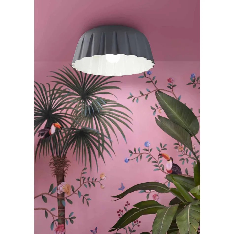 Plafonieră ceramică de design vintage fabricată în Italia - Ferroluce Madame Grès Viadurini