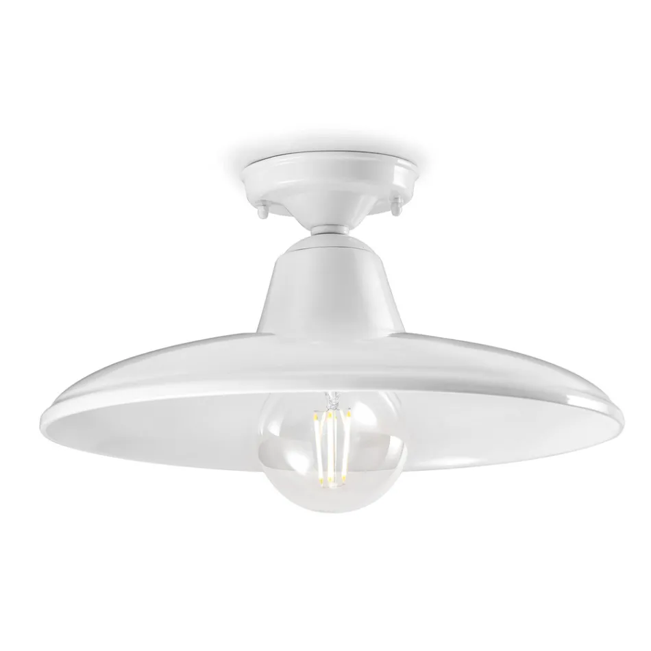 Plafoniera industrială vintage din ceramică neagră și fier - Bew Viadurini