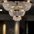 Lampă de tavan din fier auriu cu pietre fabricată în Italia - Austria