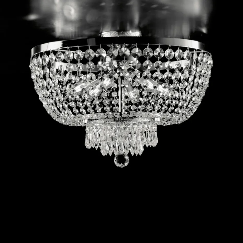 Lampă de tavan din fier și auriu cu strasuri, fabricată în Italia pentru decorare interioară - Austria Viadurini