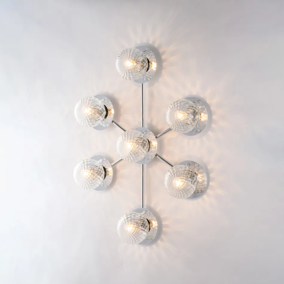 Lampă de tavan din fier forjat, fabricată în Italia, pentru decorarea interioară - Como Viadurini