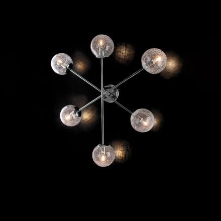 Lampă de tavan din fier forjat, fabricată în Italia, pentru decorare interioară - Monaco Viadurini