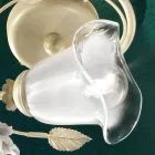 Plafoniera din Fier, Sticla Sablata si Trandafiri de Decor Ceramica - Siena Viadurini