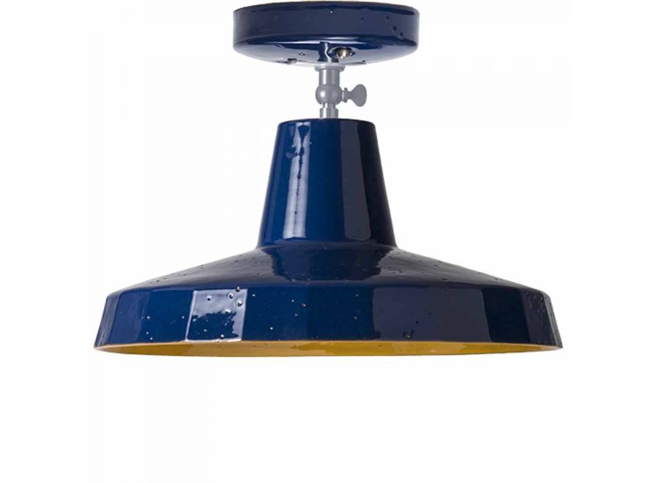 Lampă de plafon în toolă majolică și alamă, 30 cm, Rossi - Toscot Viadurini