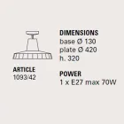 Lampă de plafon în majolica toscană și alamă, 42 cm, Rossi - Toscot Viadurini