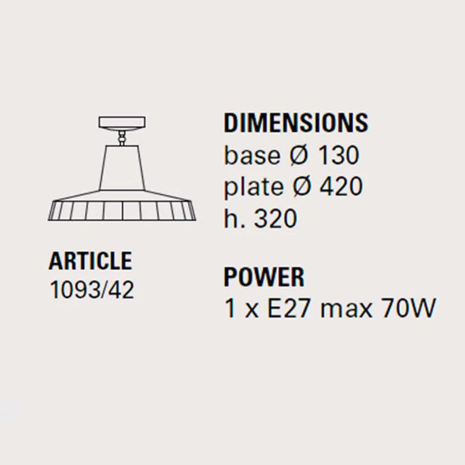 Lampă de plafon în majolica toscană și alamă, 42 cm, Rossi - Toscot Viadurini