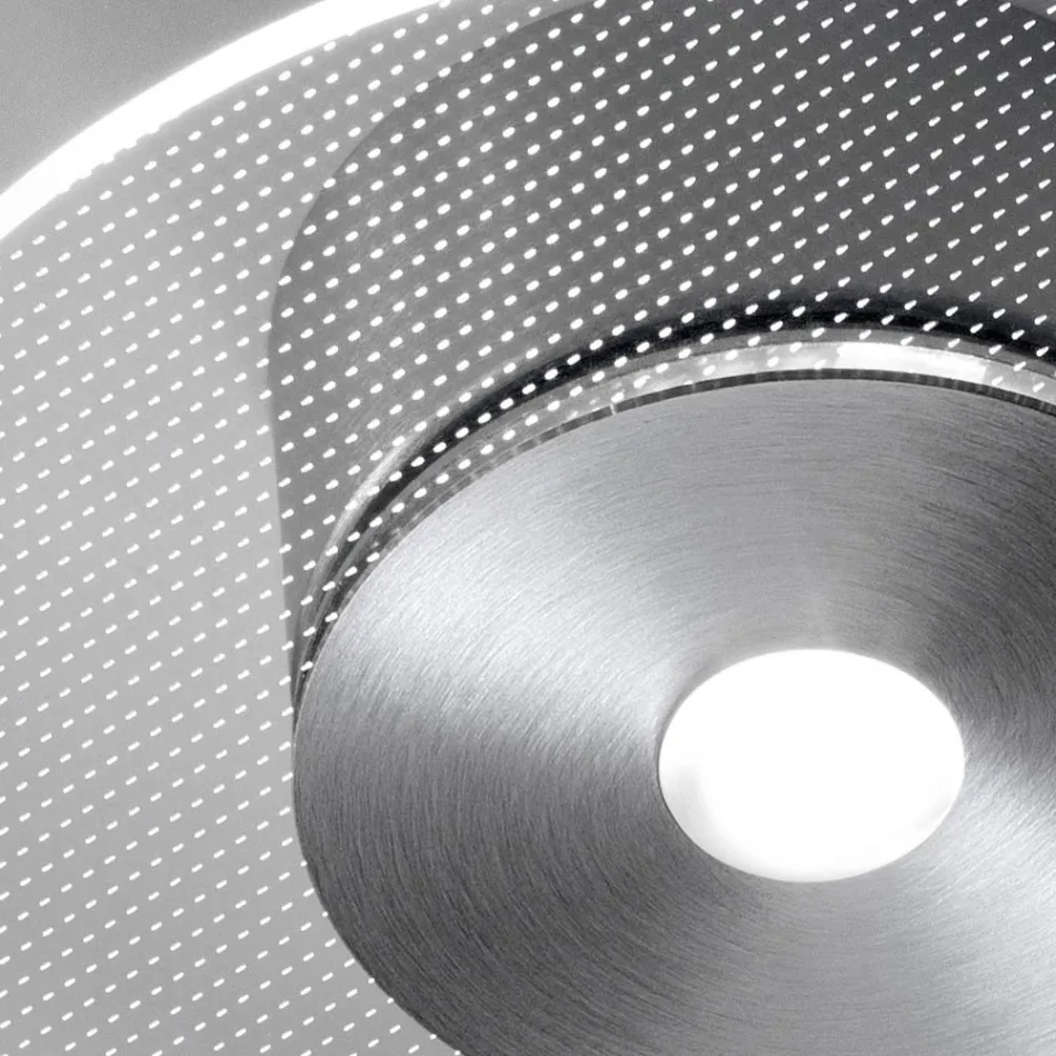 Lampă de tavan metalică cu difuzor din plexiglas cu micropuncte - Nora Viadurini