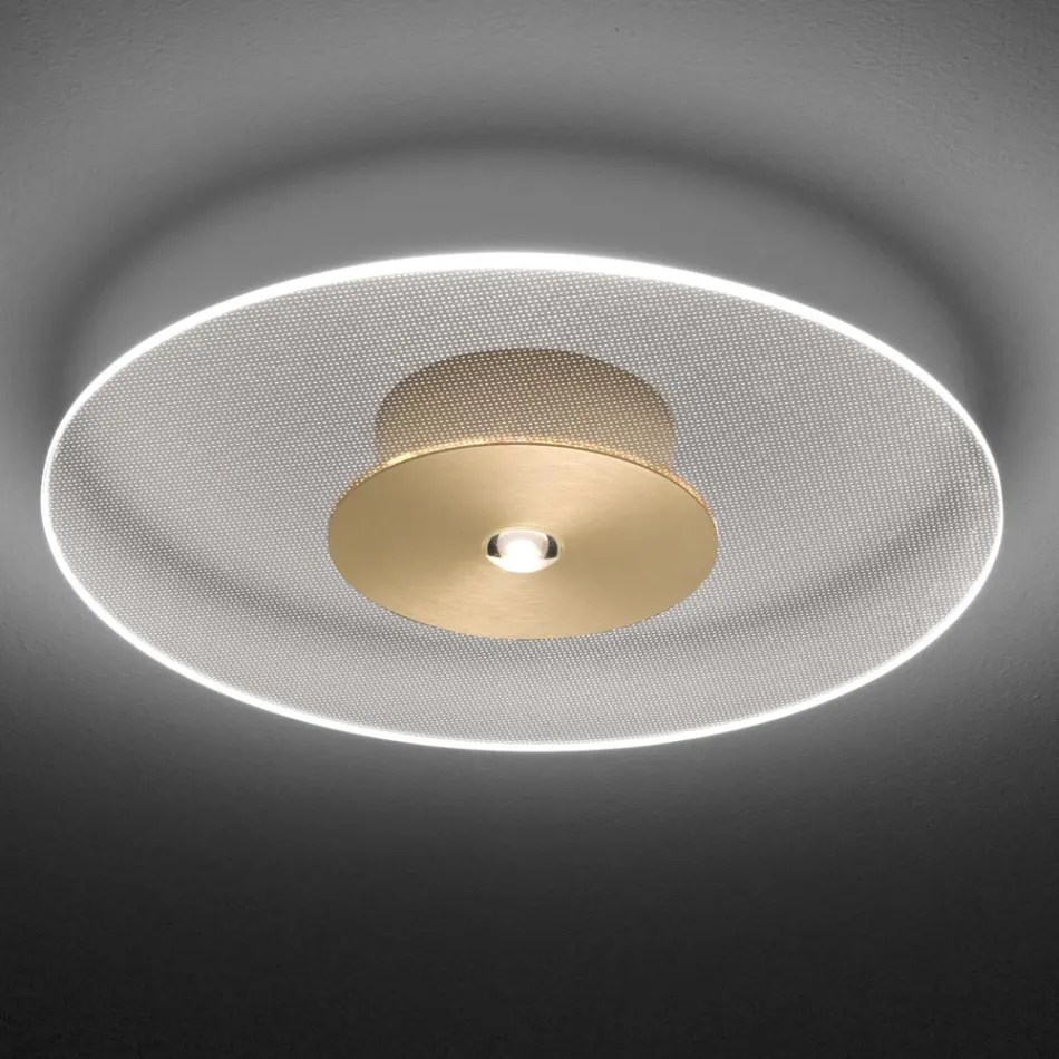 Lampă de tavan metalică cu difuzor din plexiglas cu micropuncte - Nora Viadurini