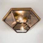 Lampă de plafon din alamă și sticlă vintage, 2 dimensiuni - Hardcover de Il Fanale Viadurini
