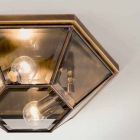Lampă de plafon din alamă și sticlă vintage, 2 dimensiuni - Hardcover de Il Fanale Viadurini