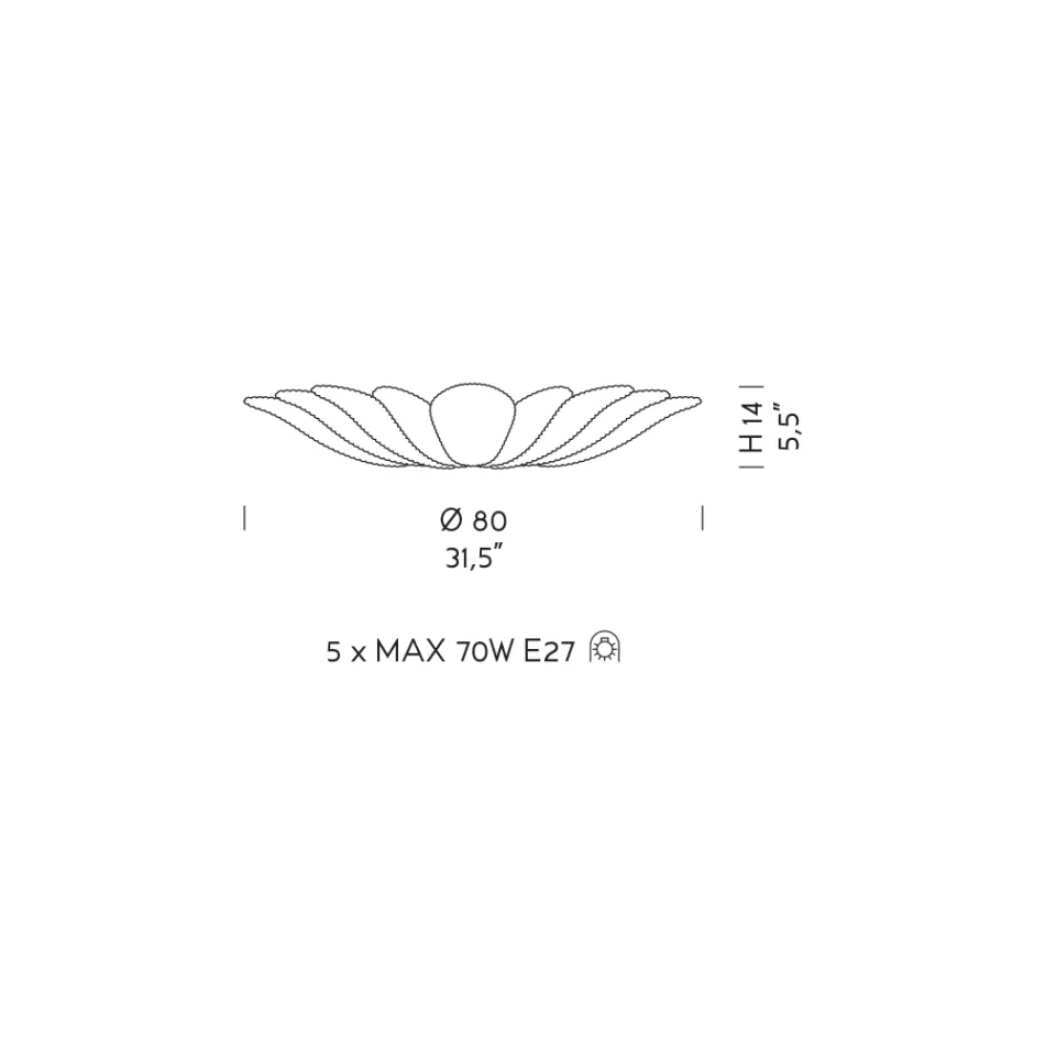 Plafoniera din sticla venetiana si metal alb Made in Italy - Artemide Viadurini