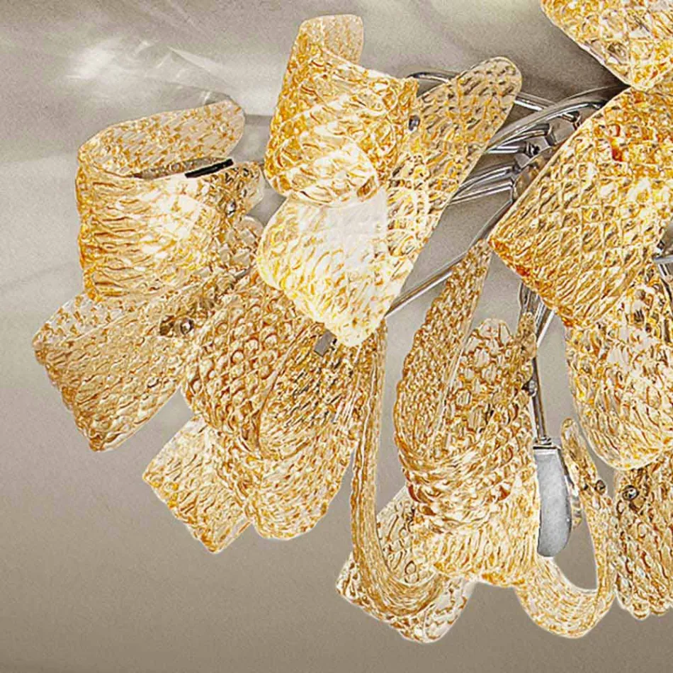 Lampă de tavan venețiană din sticlă și metal, realizată manual în Italia - Diamonique Viadurini