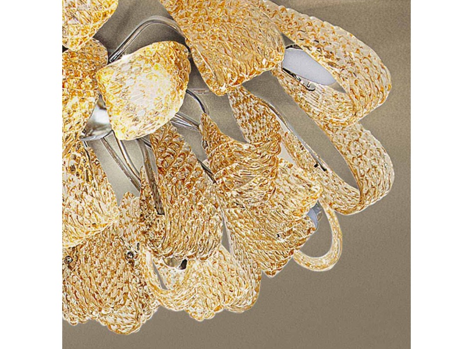 Lampă de tavan venețiană din sticlă și metal, realizată manual în Italia - Diamonique Viadurini
