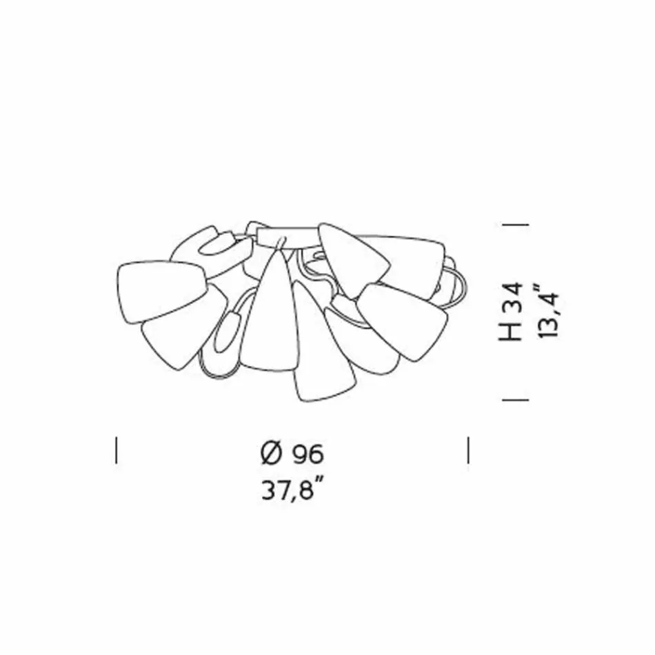 Lampă de tavan venețiană din sticlă și metal, realizată manual în Italia - Diamonique Viadurini